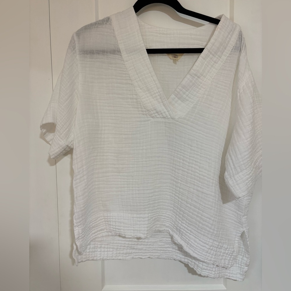 Faherty Dune organic gauze popover top